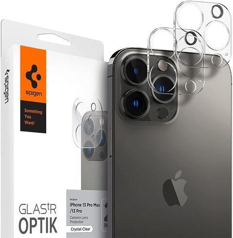 واقي شاشة لعدسة الكاميرا من Spigen [GlasTR Optik] مصمم لهاتف iPhone 13 Pro (2021) / iPhone 13 Pro Max (2021) - فضي [عبوة من قطعتين]... in Saudi Arabia