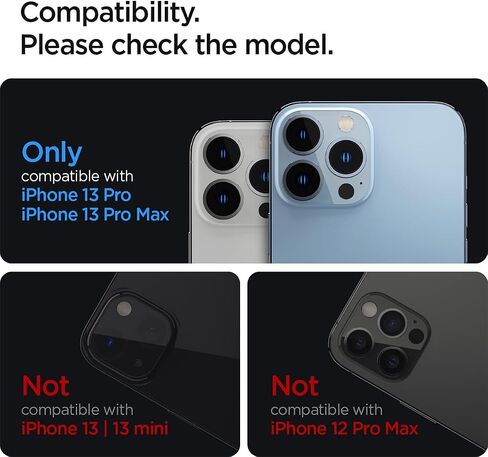 واقي شاشة لعدسة الكاميرا من Spigen [GlasTR Optik] مصمم لهاتف iPhone 13 Pro (2021) / iPhone 13 Pro Max (2021) - فضي [عبوة من قطعتين]... in Saudi Arabia