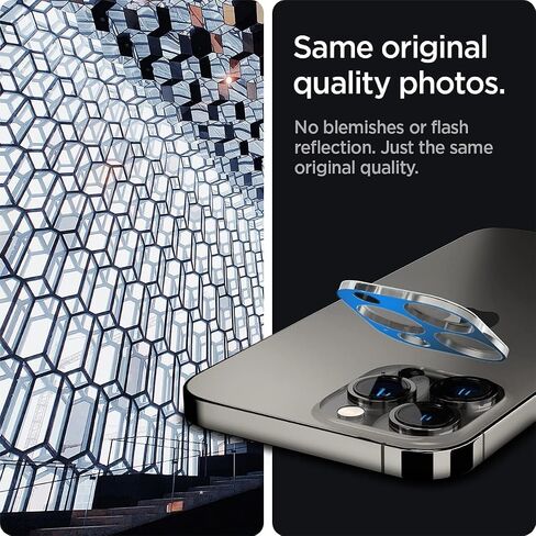 واقي شاشة لعدسة الكاميرا من Spigen [GlasTR Optik] مصمم لهاتف iPhone 13 Pro (2021) / iPhone 13 Pro Max (2021) - فضي [عبوة من قطعتين]... in Saudi Arabia
