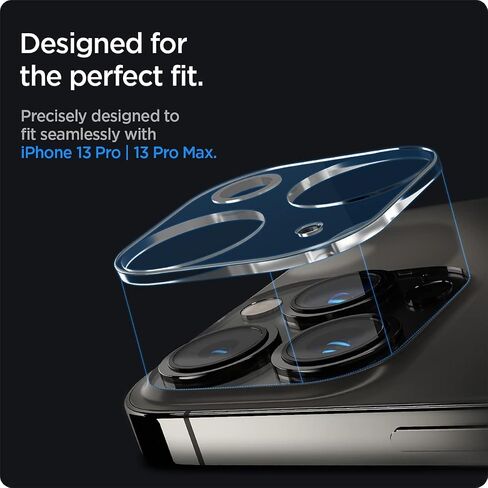 واقي شاشة لعدسة الكاميرا من Spigen [GlasTR Optik] مصمم لهاتف iPhone 13 Pro (2021) / iPhone 13 Pro Max (2021) - فضي [عبوة من قطعتين]... in Saudi Arabia