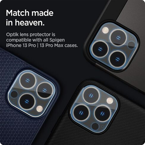 واقي شاشة لعدسة الكاميرا من Spigen [GlasTR Optik] مصمم لهاتف iPhone 13 Pro (2021) / iPhone 13 Pro Max (2021) - فضي [عبوة من قطعتين]... in Saudi Arabia
