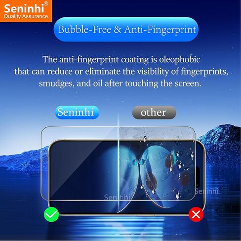 seninhi [3+3 عبوات] واقي شاشة iPhone 15 Pro MAX 3 عبوات + واقي عدسة الكاميرا 3 عبوات، واقي شاشة من الزجاج المقسى [مع إطار سهل التركيب] [صلابة 9H] [مضاد للخدش] [خالٍ من الفقاعات] - شفاف in Kuwait