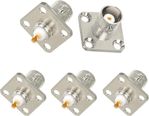 Superbat BNC Connectors BNC Female Jack 4 Hole Flange Panel Chassis Mount Coaxial Solder Connector 5pcs in Saudi Arabia