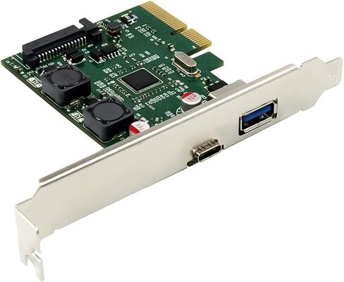 HINYSENO PCI-E USB 3.1 Gen II 10Gpbs PCI Express Card Type-C + Type-A 2-Port PCIe Expansion Adapter Card in Kuwait