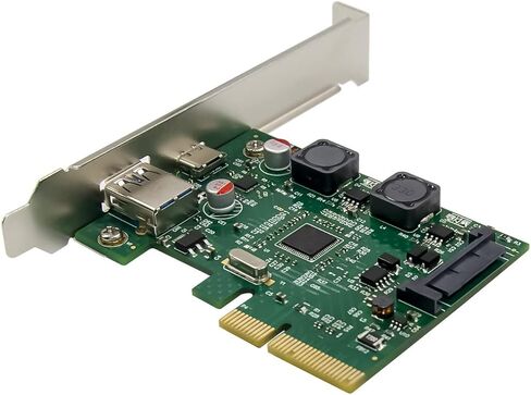 HINYSENO PCI-E USB 3.1 Gen II 10Gpbs PCI Express Card Type-C + Type-A 2-Port PCIe Expansion Adapter Card in Kuwait