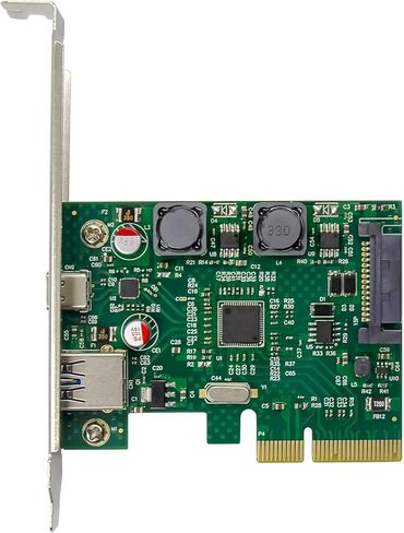 HINYSENO PCI-E USB 3.1 Gen II 10Gpbs PCI Express Card Type-C + Type-A 2-Port PCIe Expansion Adapter Card in Kuwait