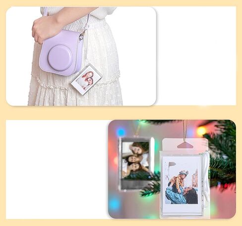 QUEEN3C Mini Photo Holder Storage Case for Fujifilm Instax Mini 12/11/9/8/7/7+/EVO Instant Camera Film Accessories 3 inch Photo Pouch, Photo Holder Protective Case with Wrist Lanyard. (2 pack) in Kuwait