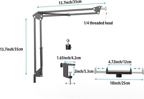 Pozliv Overhead Tripod Mount for Tablet, Desk Arm for 12.9'' iPad Pro Monitor, Flexible Gooseneck Phone Stand Holder in Kuwait