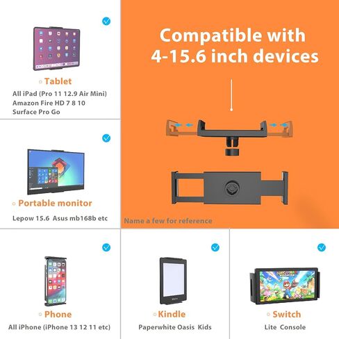 Pozliv Overhead Tripod Mount for Tablet, Desk Arm for 12.9'' iPad Pro Monitor, Flexible Gooseneck Phone Stand Holder in Kuwait