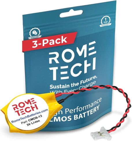بطارية Rome Tech ML1220 CMOS لجهاز Dell Vostro 15 5510 - BIOS RTC ML1220 XPS 13 CMOS بطارية قابلة للشحن مع كابلين سلكيين (عبوتان) in Saudi Arabia