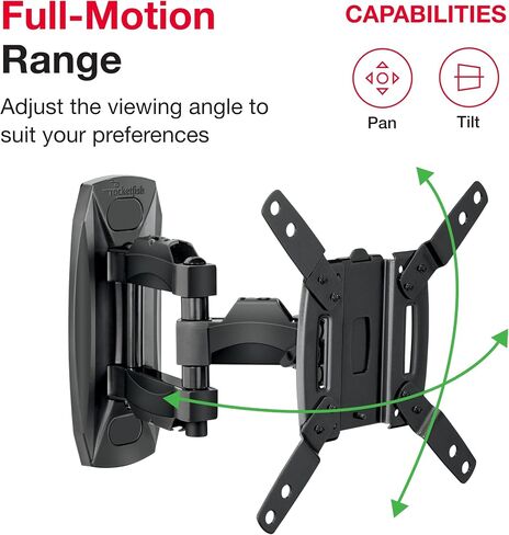 Rocketfish Full-Motion TV Wall Mount - Works with Most 19"-39" LCD TVs - Black in Kuwait