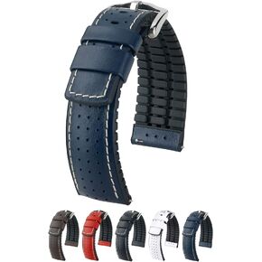 Hirsch Tiger Calf Leather Watch Strap - Performance Caoutchouc Core - 18mm, 20mm, 21mm, 22mm, 24mm - Length - Attachment Width/Buckle Width - Quick Release Watch Band in Saudi Arabia