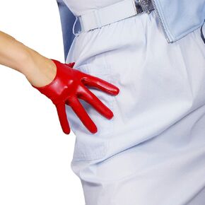 DooWay Fashion Short Leather Gloves for Women Costume Wet Look Faux Patent PU Driving Dress Gloves
