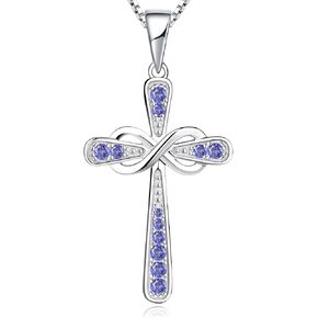 YL Cross Necklace 925 Sterling Silver Infinity Pendant Religious Jewelry Christian Baptism Gift