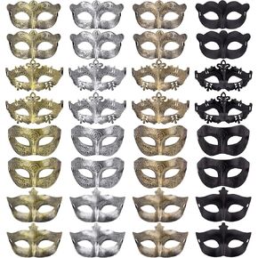 FEQO 32 Pieces Masquerade Masks Vintage Antique Masks Venetian Masks
