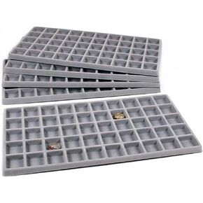 آر جيه يعرض - مجموعة من 5 قطع رمادية متدلية متدلية متددفقة، علبة عرض مجوهرات لإدخال الخرز، الأحجار الكريمة، الخواتم، والأقراط، والعملات المعدنية، وقطع الساعات والمجوهرات. in Kuwait