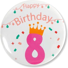 Baby 1st Happy Birthday Pins Badges Girl First Birthday Button Gift Kids Photo Prop 1st Birthday Badge Pin Decoration Favors Supplies (White-Pink)