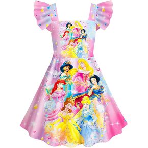 فستان الأميرة للفتيات الصغيرات برقبة مربعة وأكمام مكشكشة للأطفال من سن 2 إلى 7 سنوات in Kuwait