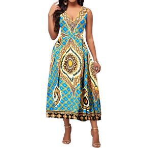 Casual Long Maxi Dresses for Women Elegant Flowy Cocktail Tropical Dress Clubwear Party Outfits