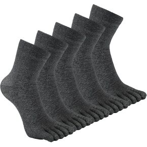 CaiDieNu Mens Toe Socks Cotton Athletic Running Five Finger Crew Socks