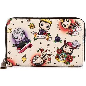 Loungefly POP Disney Villains Tattoo All Over Print Faux Leather Wallet in Saudi Arabia