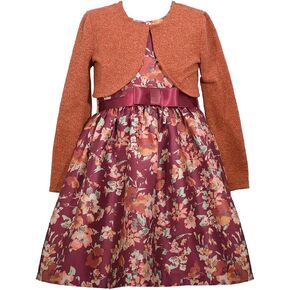 Bonnie Jean Girl's Thanksgiving Dress with Cardigan