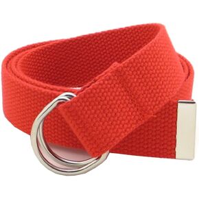 Thin Web Belt Double D-Ring Buckle 1.25" Wide with Metal Tip Solid Color