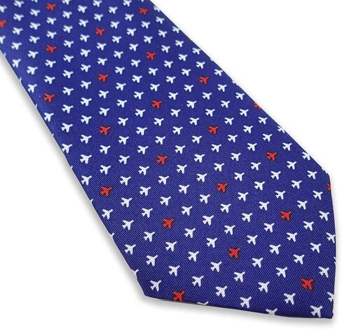 Luso Aviation Men's Tie, Mini Airplanes, Red and White on Blue in Saudi Arabia