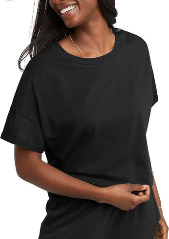 Hanes Women's Originals Boxy T-Shirt with Rolled Sleeves, 100% Cotton Crop Top in Saudi Arabia