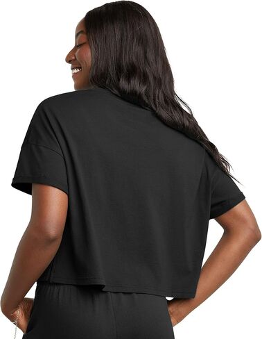 Hanes Women's Originals Boxy T-Shirt with Rolled Sleeves, 100% Cotton Crop Top in Saudi Arabia