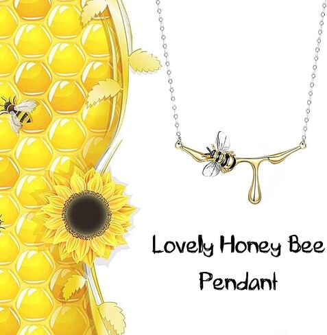 LAZLUVU Honey Bee Studs Earrings Initial Sunflower Bumblebee Pendant Necklace for Women Girls 18K Gold Plated CZ Ear Cuff Necklaces Mother's Day Christmas Jewelry Gift in Kuwait
