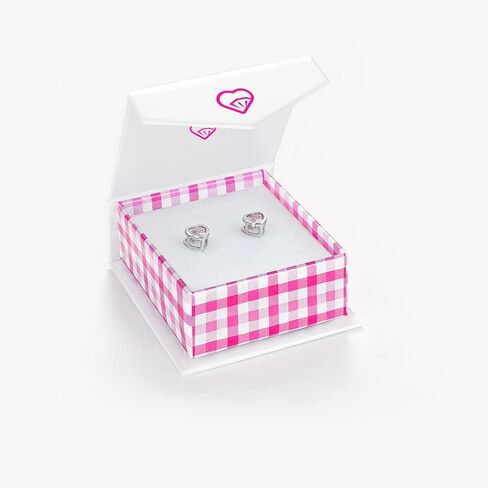 925 Sterling Silver Cubic Zirconia Bezel Heart Screw Back Earrings for Girls 7mm - Adorable Heart Stud Earrings for Toddlers, Little Girls, and Young Teens - Beautiful for An Everyday Accessory in Saudi Arabia