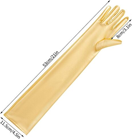 Lystaii Long Shiny Metallic Spandex Glove Elbow Length Opera Gloves 20s Party Cosplay in Saudi Arabia