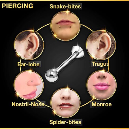 4PCS Labret Lip Rings Ball Vertical Labret Auricle Rim Forward Helix Earrings Monroe Piercing Jewelry Pick Size and Color in Saudi Arabia