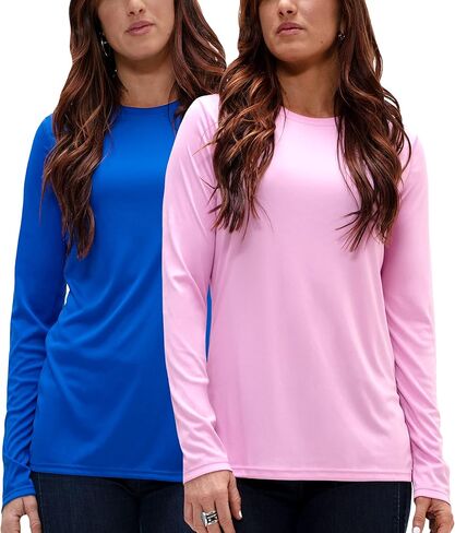 DEVOPS Women's 2-Pack UPF 50+ Long Sleeve Sun Protection Quick Dry T-Shirts for Running Workout in Saudi Arabia