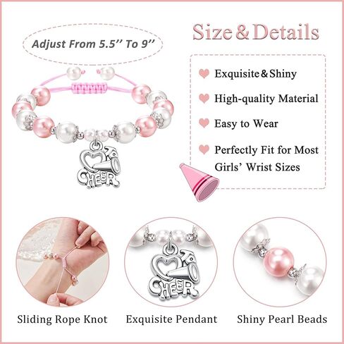 KOXMOON Cheerleader Gifts for Girls, Cheer Charm Bracelet for Girls with Gift Message Card, Cheerleading Gifts for Teen Girls Daughter, Jewelry Gifts for Cheerleaders Cheer Team in Bulk in Kuwait