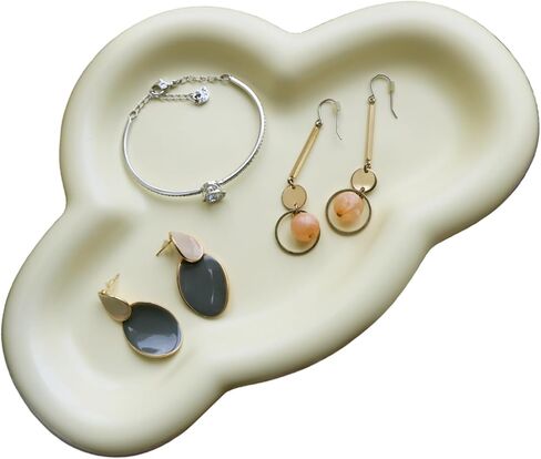 طبق صينية مجوهرات من السيراميك على شكل سحابة من FOGOBO مع بطاقة تهنئة - لوحة أنيقة للخاتم والمفتاح والحلي - هدية مثالية للنساء والصديقة والزوجة والصديق في عيد الميلاد والكريسماس وعيد الشكر in Kuwait