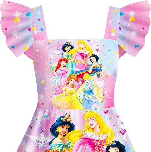 فستان الأميرة للفتيات الصغيرات برقبة مربعة وأكمام مكشكشة للأطفال من سن 2 إلى 7 سنوات in Kuwait