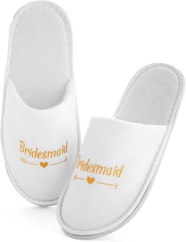 Sparkle and Bash Set of 5 Bridesmaids Slippers for Bride, Bridesmaids, Maid of Honor, Wedding, Bridal Shower, Spa Party Favors (White, US Women's 6-9.5) in Saudi Arabia