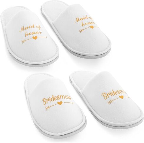 Sparkle and Bash Set of 5 Bridesmaids Slippers for Bride, Bridesmaids, Maid of Honor, Wedding, Bridal Shower, Spa Party Favors (White, US Women's 6-9.5) in Saudi Arabia