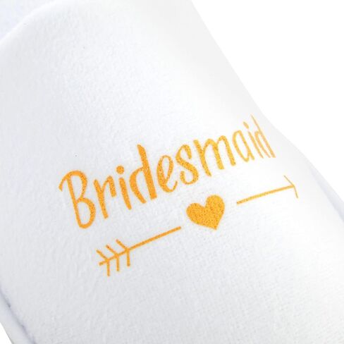 Sparkle and Bash Set of 5 Bridesmaids Slippers for Bride, Bridesmaids, Maid of Honor, Wedding, Bridal Shower, Spa Party Favors (White, US Women's 6-9.5) in Saudi Arabia