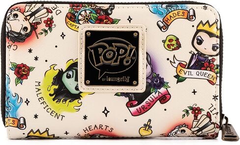 محفظة جلدية من Loungefly POP مطبوع عليها وشم أشرار ديزني in Saudi Arabia