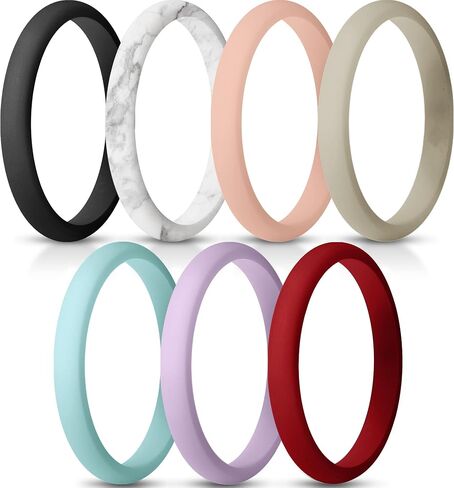 ThunderFit Women's Band Rings Thin and Stackable Silicone Wedding Rings for Women, 2.5mm Width - 1.8mm Thick in Kuwait