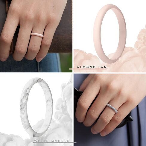 ThunderFit Women's Band Rings Thin and Stackable Silicone Wedding Rings for Women, 2.5mm Width - 1.8mm Thick in Kuwait