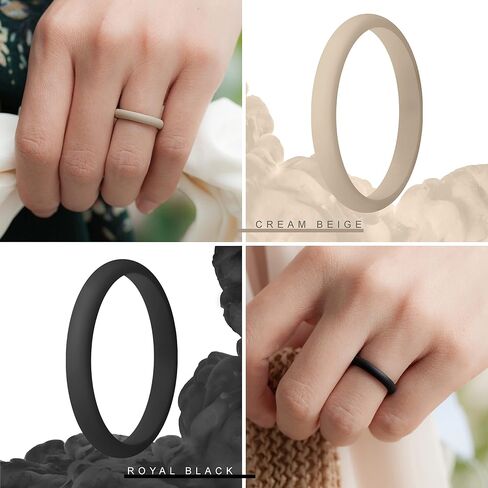 ThunderFit Women's Band Rings Thin and Stackable Silicone Wedding Rings for Women, 2.5mm Width - 1.8mm Thick in Kuwait