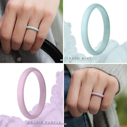 ThunderFit Women's Band Rings Thin and Stackable Silicone Wedding Rings for Women, 2.5mm Width - 1.8mm Thick in Kuwait