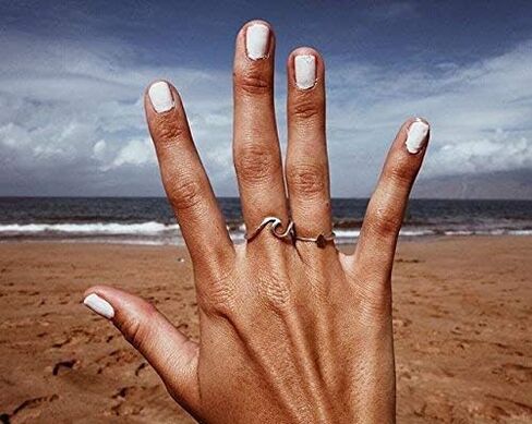 Pura Vida Ocean Wave Ring for Women, Silver or Gold or Rose Gold Plated .925 Sterling Silver Band, Beach -Themed Jewelry (Silver, 8) in Saudi Arabia