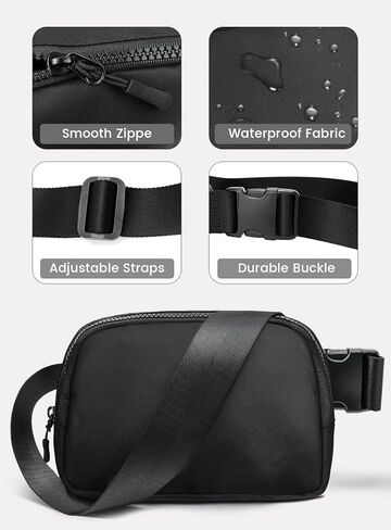 حقيبة حزام مايفانسي للنساء باللون الأسود من فاني حزم حقائب كروس مع حزام قابل للتعديل للجري أثناء السفر ومقاومة للماء in Kuwait