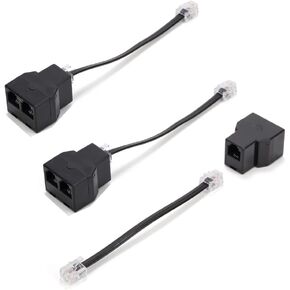 مقسم خط الهاتف Seefeful، مقسم الهاتف، مع مقابس RJ11 6P4C، مناسب للهاتف وجهاز الفاكس (أسود / 5 عبوات)