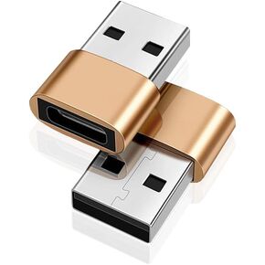 محول USB C (أنثى) إلى USB (ذكر) 2 حزمة، USB C إلى USB A محول تحويل موصل شحن سريع متوافق: ذهبي in Kuwait